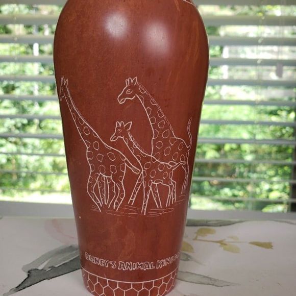 Disney Parks Animal Kingdom Kenya Giraffe Kisii Soapstone Vase 7" African Decor - Picture 2 of 9